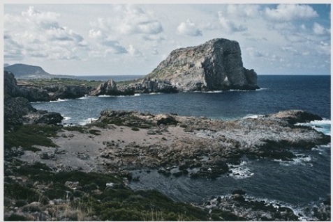 This wave-cut platform indicates   A) a rise of sea level relative to the land. B) a lowering of sea level relative to the land. C) movement of a large thrust fault. D) scouring of the land surface by a tsunami.