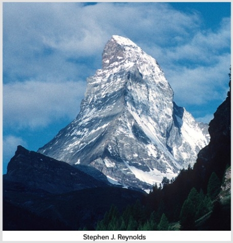 The primary reason that this feature formed is that   A) abrasion occurred on all sides,without plucking. B) three or more cirques merged by headward erosion. C) precipitation at the top of the mountain ran downward very quickly. D) a series of faults surrounded a very localized area and uplifted it.