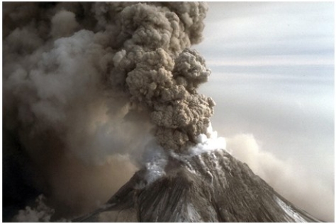 What type of eruption is shown in this photograph? A) Lava flow B) Lava dome C) Lava fountain D) Pyroclastic column E) Pyroclastic flow