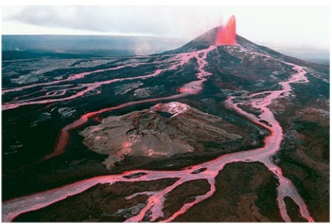 Shield volcanoes are built up primarily by relatively   A) nonexplosive outpourings of lava. B) explosive ash-forming eruptions. C) high-viscosity dome-forming eruptions.