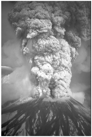 The type of volcanic eruption shown in this photograph is   A) a lava fountain. B) collapse of a volcanic dome. C) a fissure eruption. D) a pyroclastic column. E) a volcanic mudflow.