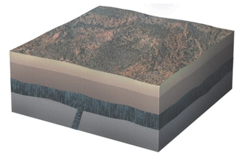 The igneous feature shown in this figure is a   A) dike. B) sill. C) volcanic neck. D) laccolith.