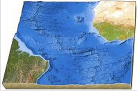 On this map of the south Atlantic,why is the midocean ridge in the center of the ocean?   A) Subduction is consuming seafloor beneath both adjacent continents. B) Seafloor is added to both sides during seafloor spreading. C) Subduction has occurred under one and then another of the adjacent continents. D) Seafloor spreading has stopped in this area.