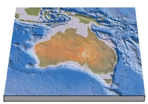 The light blue area just off the Australian coast,as shown here,is called the   A) continental platform. B) seashore. C) continental shelf. D) abyssal plain.