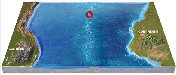 Use your knowledge of plate boundaries to answer whether an earthquake is likely or unlikely to occur at the location of the red circle.   A) Likely B) Unlikely