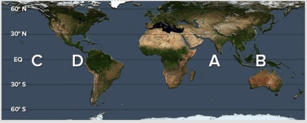 La Niña would bring the heaviest rainfall to   A) A. B) B. C) C. D) D.