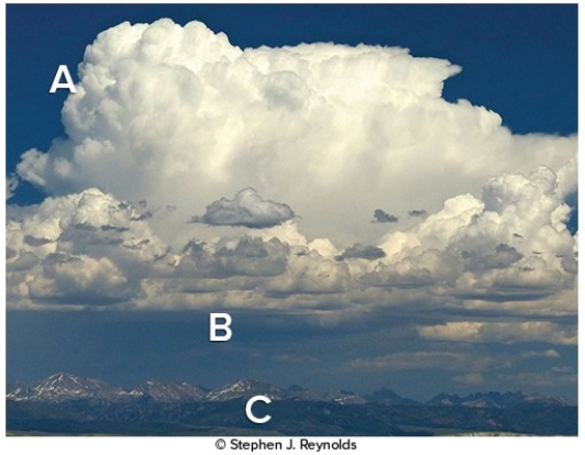 Which of the following represents the correct charge sequence to create lightning?   A) A,negative; B,positive; C,negative B) A,positive; B,negative; C,positive C) A,positive; B,negative; C,negative D) A,negative; B,negative; C,positive