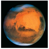 This planet has bedrock,reddish dust,and ice caps.What planetary body is it?   A) Mars B) Venus C) Earth's moon D) Mercury E) Neptune