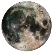 Which feature on Earth's moon is the oldest and consists of heavily crater,feldspar rich,igneous rock?   A) 1,the mare B) 2,lunar highlands C) 3,rayed crater D) the polar ice caps