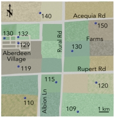 This map shows elevations of the water table beneath an area.Which of the following maps is the correct contour map for the water table elevations shown?           A) A B) B C) C D) D