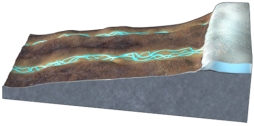 What would happen if the amount of ice in this area increases?   A) the land near the ice would rise B) the area near the ice would experience isostatic rebound C) the weight of the ice depresses the land,possibly causing river to change direction D) none of these