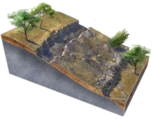 What type of slope failure is shown in this figure?   A) rotational slide B) creep C) debris slide D) debris flow E) rock fall