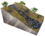 What type of slope failure is shown in this figure?   A) creep B) debris flow C) rock fall D) rock slide E) rotational slide