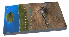 How will future tectonic events change the thickness of the crust?   A) it will thin the crust along the west coast and the east coast B) it will thin the crust along the west coast and thicken the crust along the east coast C) it will thicken the crust along the west coast and thin the crust along the east coast D) it will thicken the crust along both the west and east coast