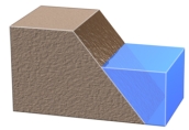 What does the horizontal line along the intersection of the plane and the water represent?   A) the direction of dip on the plane B) the direction in which a fault slipped C) the hanging wall D) a normal fault E) the strike of the surface
