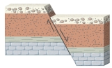 What type of fault is shown in this figure?   A) normal fault B) reverse fault C) strike-slip fault D) thrust fault