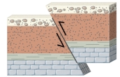 What type of fault is shown in this figure?   A) normal fault B) reverse fault C) strike-slip fault