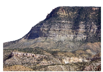 Observe the rocks and landscape in this photograph,which shows a sequence of layers.From the list of observations below,select those observations that you think are valid.Refer to the Chapter 7 Investigation in your textbook for descriptions of the rock units.   A) The rocks in this image display many layers. B) The upper rocks form erosionally resistant cliffs and ledges. C) The gray rocks in the middle form slopes and small,rounded ridges. D) The slope-forming gray rocks just below the cliff do not contain much vegetation covering the rocks. E) all of these