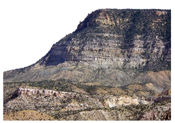 Observe the rocks and landscape in this photograph,which shows a sequence of layers.From the list of observations below,select the observation that you think is NOT valid.Refer to the Chapter 7 Investigation in your textbook for descriptions of the rock units.   A) Near the bottom of the photograph is a ledge of tan and light-gray rocks. B) The rocks in the cliff display layers of different thicknesses. C) All of the rock layers weather and erode into nearly identical landscape features. D) There are more trees or other types of vegetation in the upper part of the cliff than in the very bottom of the photograph.