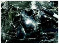 This dark gray igneous rock is glassy and elsewhere contains small vesicles and flow bands.What kind of eruption probably formed this rock?   A) eruption of a low-viscosity,basaltic lava flow B) eruption of high-viscosity lava in a dome C) dome collapse that forms volcanic breccia D) eruption of a pyroclastic flow that forms a thick and hot deposit E) slow settling of ash from a tall eruption column forming a nonwelded tuff