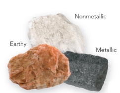 What mineral property is illustrated by this photograph?   A) crystal form B) cleavage C) color D) luster