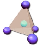 What arrangement of atoms does this diagram illustrate?   A) cubic B) tetrahedron C) octahedron D) dodecahedron