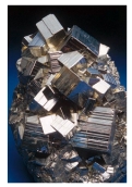 The mineral shown in this photograph is a sulfide mineral and commonly forms cube-shaped crystals.What mineral is it?   A) pyrite B) hematite C) dolomite D) gypsum E) halite