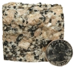 Which layer in the earth has a composition similar to the granite shown in this photograph?   A) continental crust B) oceanic crust C) mantle D) core