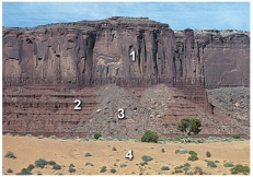 Which location(s) have loose,angular rocks?   A) 1 B) 2 C) 3 D) 4 E) 1 and 2