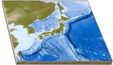 In this figure of Japan, what do the offshore trenches indicate?   A)  continental rifting B)  a rift in a mid-ocean ridge formed by seafloor spreading C)  a rift in a mid-ocean ridge formed by transform faulting D)  subduction of oceanic crust