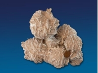 From the list provided below, choose those observations that accurately describe the mineral presented in these images. Both images show the same type of mineral.   A)  This mineral has a metallic luster. B)  This mineral is opaque, meaning that it is not clear; light does not pass through it. C)  This mineral has cleavage. D)  None of these.