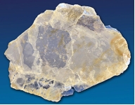 From the list provided below, choose those observations that accurately describe the mineral presented in this image.   A)  This mineral displays one direction of cleavage. B)  This mineral displays three directions of cleavage. C)  This mineral has a conchoidal fracture.