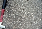 Which of the following rock photographs depicts a felsic igneous rock? A)    B)    C)    D)   