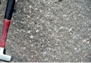 Which of the following rock photographs depicts an igneous rock that trapped gas? A)    B)    C)    D)   