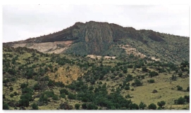 Mt. Taylor in the diagram has a partial volcanic neck exposed. Which type of volcanic neck is being shown?   A)  beneath a volcano B)  above a volcano C)  with a volcano
