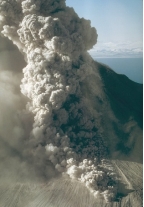 What type of eruption is shown in this photograph?   A)  lava flow B)  lava dome C)  lava fountain D)  pyroclastic flow