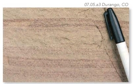 The rock shown here, with sediment just visible to the naked eye, is a:   A)  sandstone B)  shale C)  conglomerate