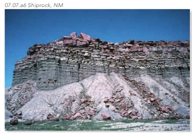 The contact between the shale, which dominates the bottom part of this sedimentary sequence, and the sandstone, which dominates the upper part, is best described as:   A)  gradational B)  sharp C)  blurry
