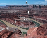 Which numbered layer in this photograph represents the oldest layer?   A)  1 B)  2 C)  3 D)  4