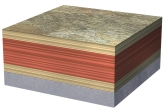 Which of the four sedimentary layers in this figure is the oldest?   A)  the layer on top B)  the layers in the middle C)  the layer on bottom D)  there is not enough information to tell