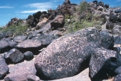 What kind of geologic feature is shown in this photograph?   A)  contact metamorphism B)  unconformity C)  desert varnish D)  desert pavement E)  none of these