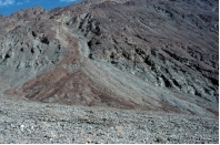 Which of the following landscape features is shown in this photograph?   A)  pediment B)  playa C)  sand dune D)  dry wash E)  alluvial fan