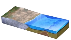 An increase in the rate of seafloor spreading along this ridge would cause:   A)  the ridge to become broader B)  seawater to be displaced out of the ocean basin C)  a rise in sea level D)  all of these