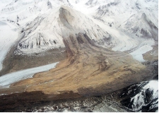 The main feature shown in this photograph illustrates:   A)  weathering B)  flooding C)  permafrost D)  slope failure