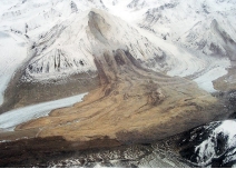 The main feature shown in this photograph illustrates?   A)  weathering B)  flooding C)  permafrost D)  slope failure