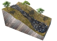 What type of slope failure is shown in this figure?   A)  creep B)  debris flow C)  rock fall D)  rock slide E)  rotational slide