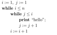 In questions find the best big-O notation to describe the complexity of the algorithm. Choose your answers from the following: 1, The number of print statements in the following: