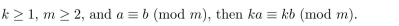 Show that if a, b, k and m are integers such that