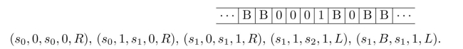 For the following Turing machines T, find the final tape when T is run on the following tape, beginning in the initial position (the first nonzero entry from the left):