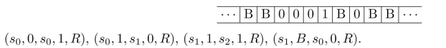 For the following Turing machine T, find the final tape when T is run on the following tape, beginning in the initial position (the first nonzero entry from the left):